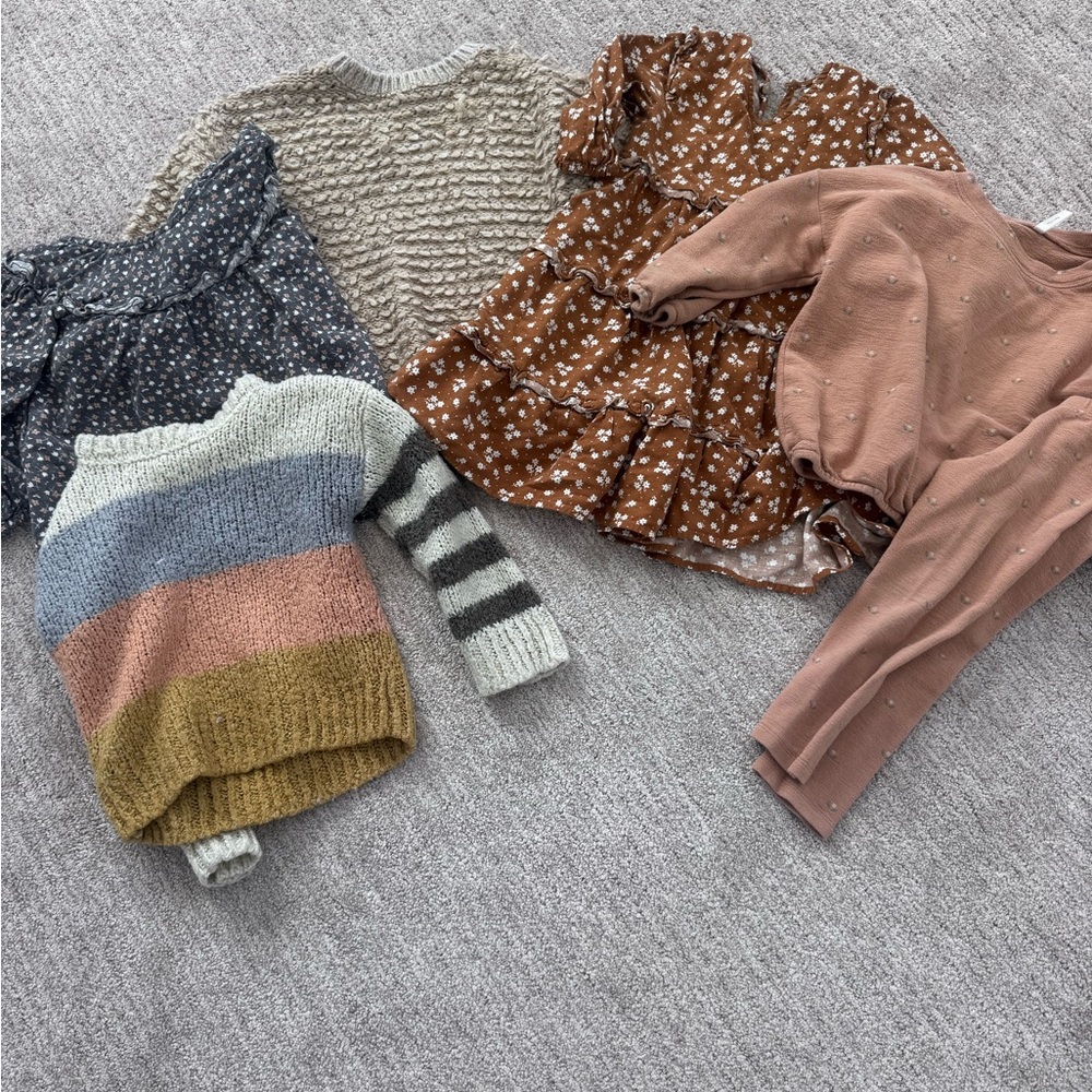 Rylee + Cru Mixed Girls Tops & Sweaters in Rust, Mauve, Navy, Olive